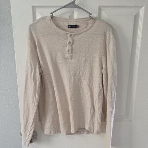 Cream Long Sleeve Henley Shirt